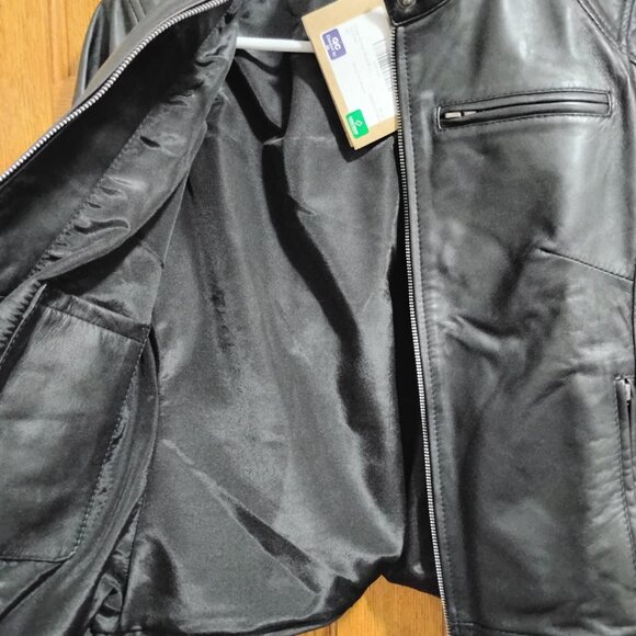 Dodge Women’s Black Biker Genuine Leather Jacket Size L - Picture 11 of 15